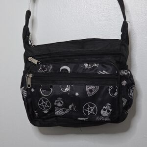 Black Shoulder/Crossbody Bag with White Pattern